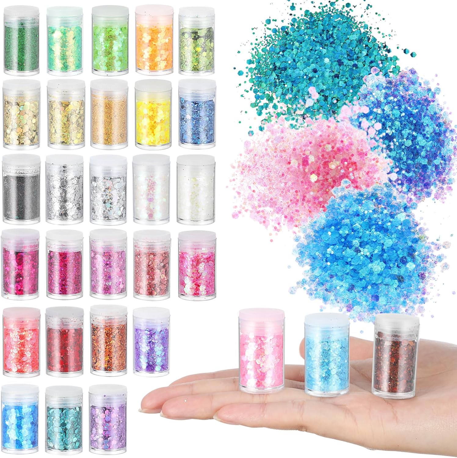 Dip Powder Nail - Holographic Chunky Glitter, 32 Colors Glitter