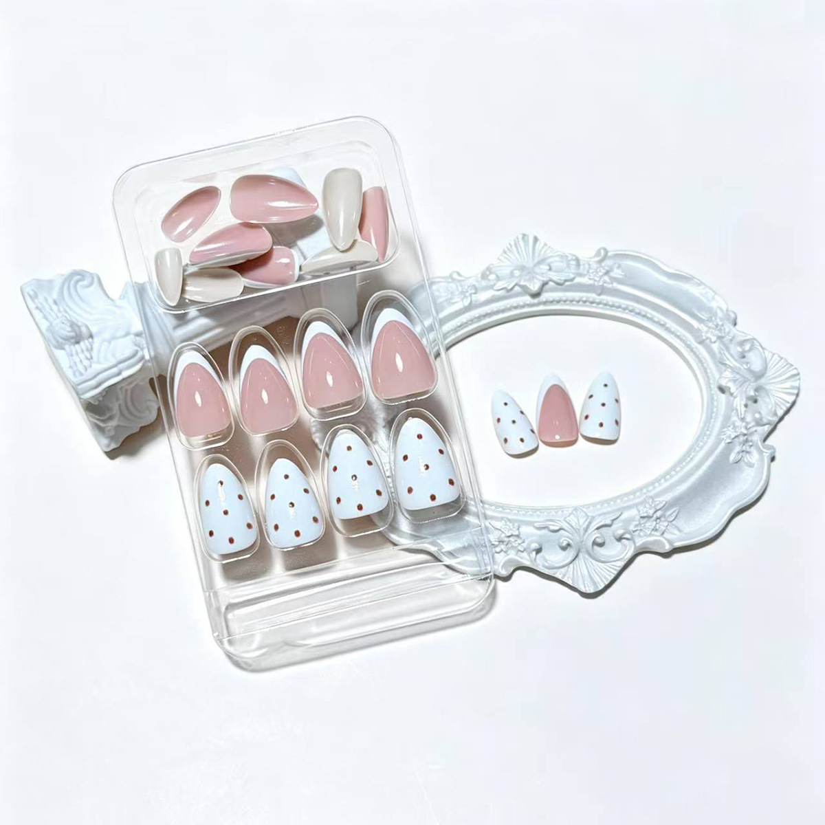 24Pcs French Tip Flower Nails  - Press On Nail Set review and price
