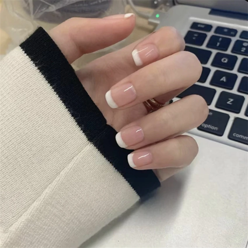 24Pcs/Set Short French Minimal - Press On Nail Set review and price