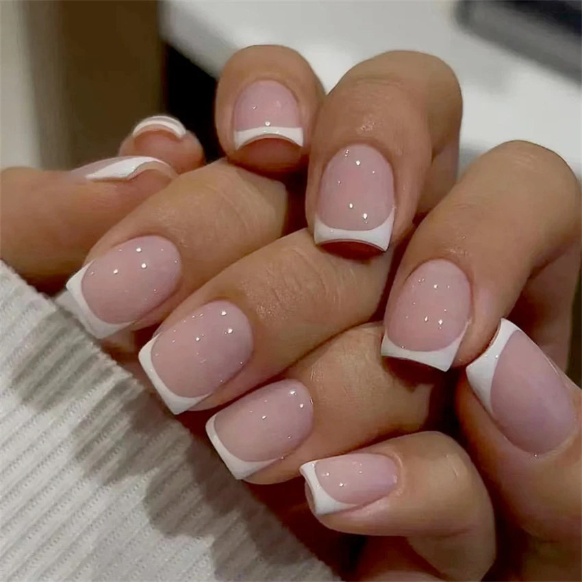 24Pcs/Set Short French Minimal - Press On Nail Set review and price