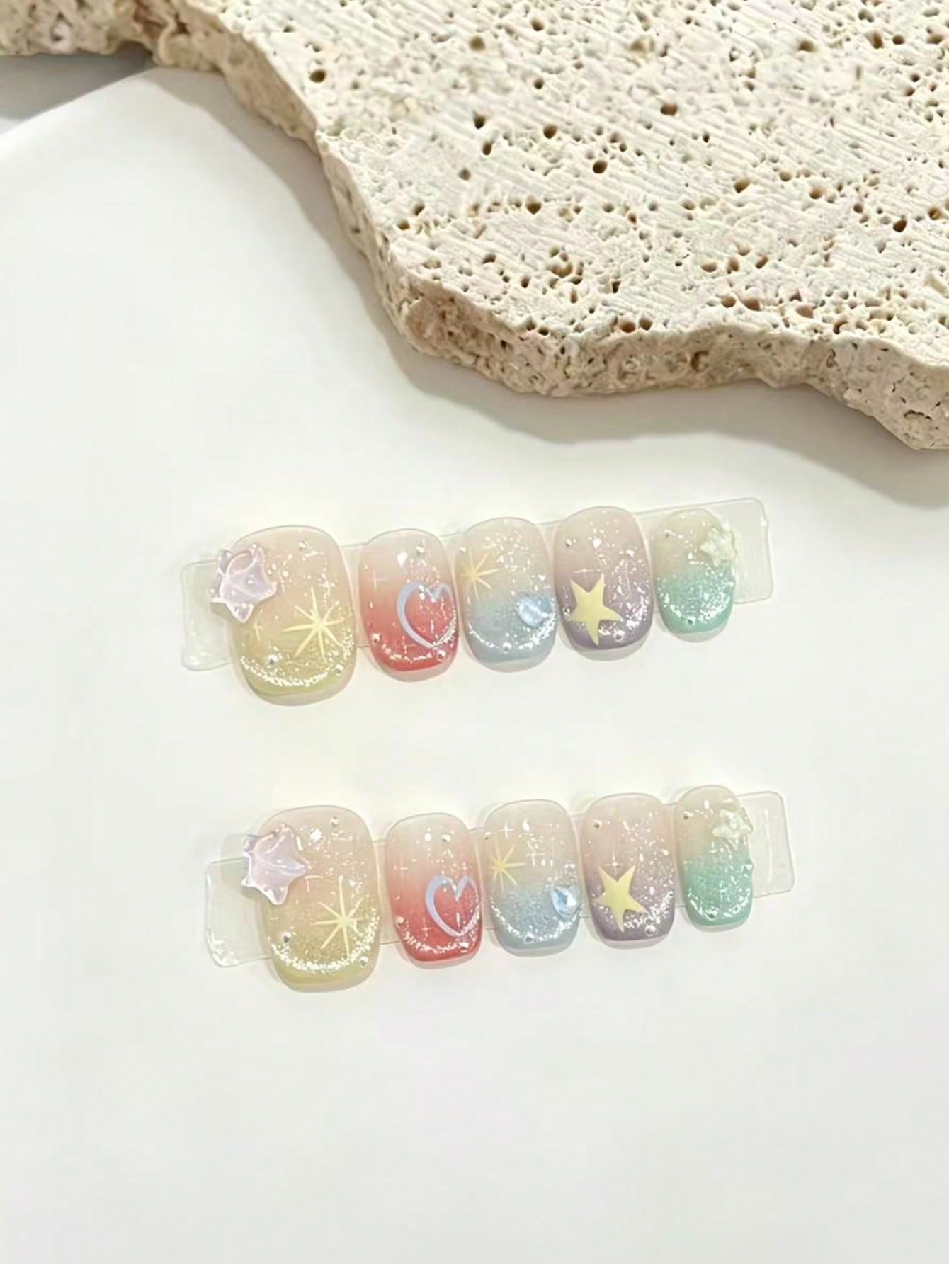 10-Piece Set of Macaron Rainbo - Press On Nail Set review and price